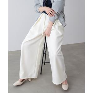 パンツ スレンダーベルトワイドパンツ レディース