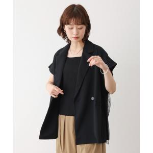 コート アウター シフォン切替ジャケット レディース