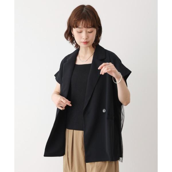 コート アウター シフォン切替ジャケット レディース