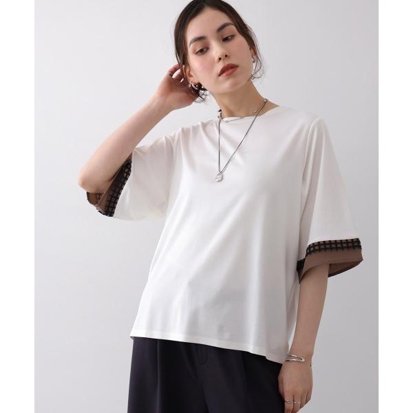 tシャツ 袖レースカットソー レディース