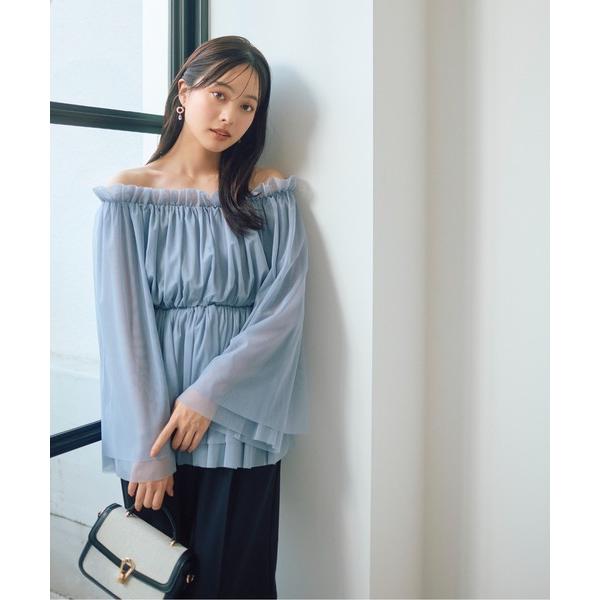 ブラウス シャツ 「明日香さんコラボ」チュールスリーブフレアブラウス / 1216110303 レデ...