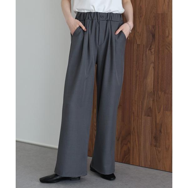 スラックス パンツ ウエストゴムタックスラックス レディース