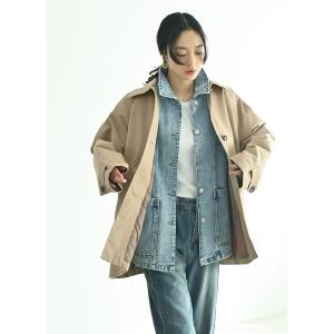 ステンカラーコート コート 「BLK001」ツイルＡラインミドルコート レディース