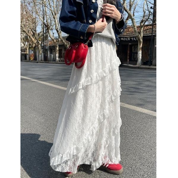 スカート レースティアードスカート