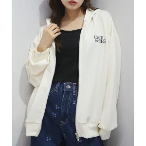 パーカー 刺繍ロゴジップアップパーカー レディース