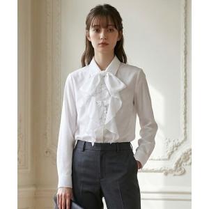 ブラウス シャツ 入学式 4WAY（スキッパー/リボン/フリル/リボン＆フリル）　ビッグリボンシャツ　ホワイト/ピンク/サックス レディース