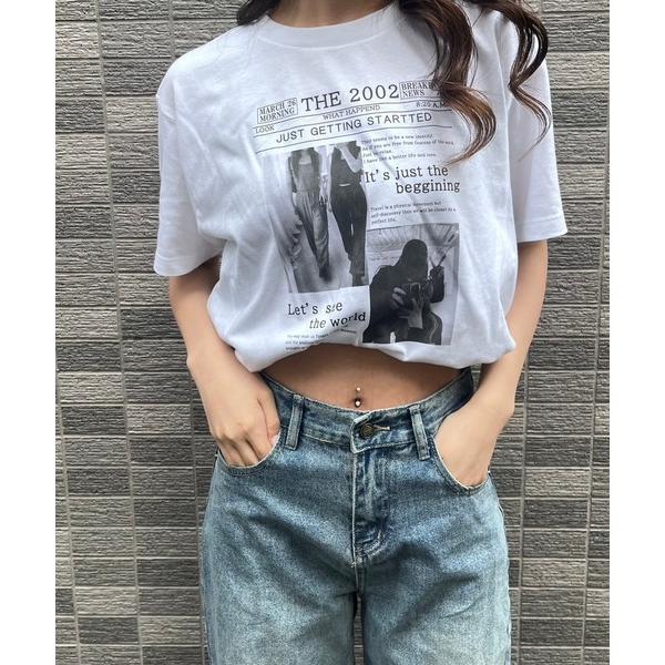tシャツ レタリングプリント半袖Tシャツ レディース