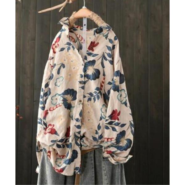 ブラウス シャツ ヴィンテージフラワーゆるシルエットシャツ レディース