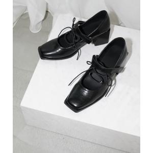パンプス スクエアトゥ レースアップシューズ chs26s016