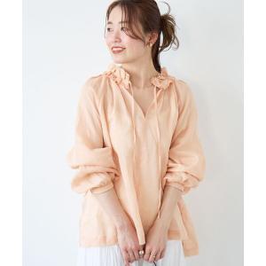 ブラウス シャツ ラミーカルゼフリルネックブラウス レディース