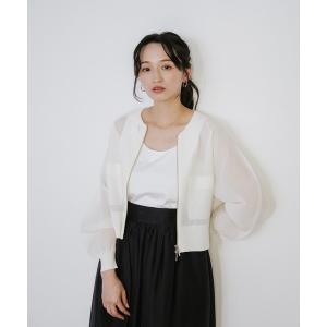 ブルゾン アウター 「新色追加」リネンライクシアーニットブルゾン レディース