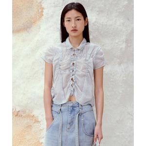 ブラウス シャツ wrinkle half sleeve shirt レディース