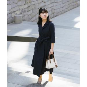 ワンピース カシュクール7分袖ワンピース「2サイズ展開」