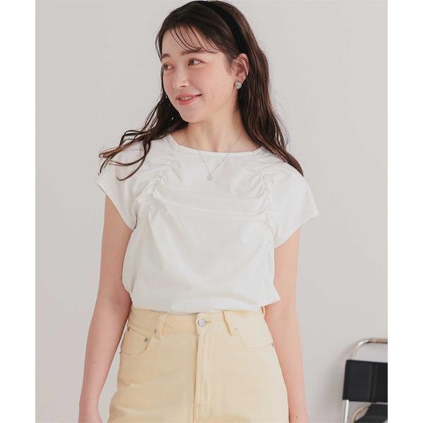 tシャツ 「サステナブル」ギャザーデザインフレンチスリーブトップス レディース