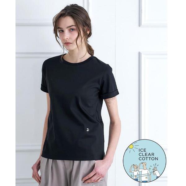 uvカット tシャツ 「接触冷感／抗菌防臭／消臭」アイスクリアコットン ターンナップT レディース
