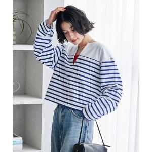 tシャツ CHANTECLAIR/シャントクレール 別注 バスクボーダー Vネックプルオーバー/バスクシャツ レディース