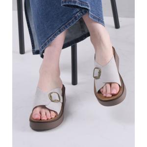 厚底 サンダル ミュール サッ！と履ける厚底コンフォートサイドバックルサンダル レディース