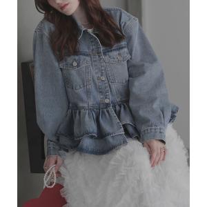 デニムジャケット gジャン FRILL DENIM JACKET レディース