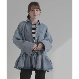 ブラウス シャツ FRILL OVER DENIM SHIRT レディース