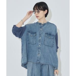 ブラウス シャツ 33℃ テンセルデニム切替シャツ レディース