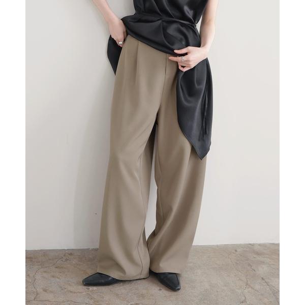 スラックス パンツ サイドタックワイドスラックス レディース