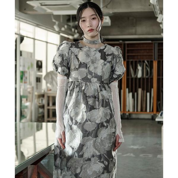 パーティードレス ドレス 3set jaguard puff dress ボウタイツキジャガードパフ...