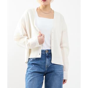 カーディガン 袖布帛ニットカーディガン レディース