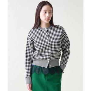 カーディガン ギンガムカーディガン レディース