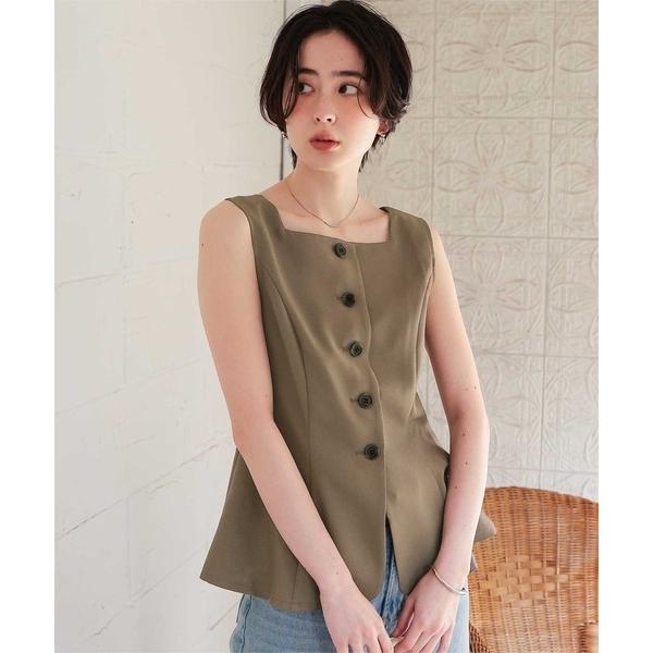 tシャツ リネンライクノースリーブジレ/トップス レディース