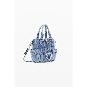 財布 インディゴデニムジーンズモチーフ チェーンストラップミニトートバッグ レディース