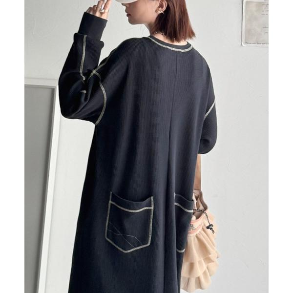 「Java」 長袖ワンピース X-LARGE ネイビー レディース