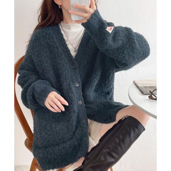 「Java」 ニットカーディガン X-LARGE ブルー レディース