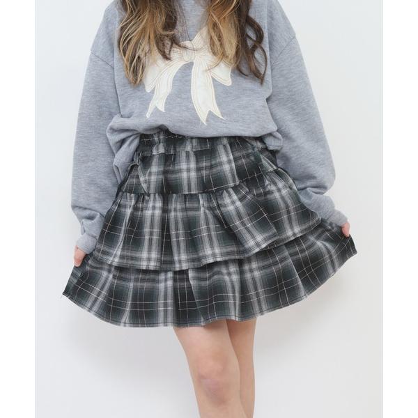 パンツ ラメ入チェック柄 ティアード スカッツ キッズ 子供服 男の子 女の子