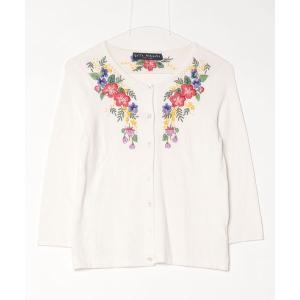 「KEITA MARUYAMA」 刺繍7分袖ニットカーディガン 1 ホワイト レディース