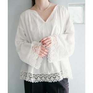 ブラウス シャツ カットワークレースブラウス レディース