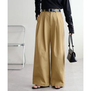 パンツ 2タックワイドストレッチチノ レディース