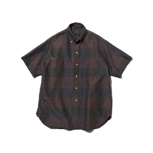 シャツ 半袖 B.D. Classic-fit COTTON Linen Cord Check メン...