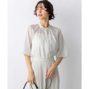 ブラウス シャツ ドライシアーストライプ フロントタック ブラウス レディースの商品画像
