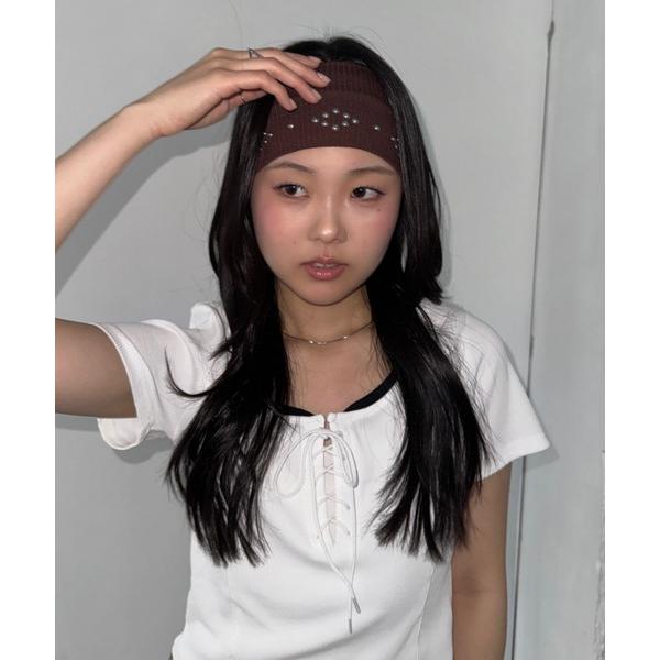 ヘアバンド スタッズリブヘアバンド