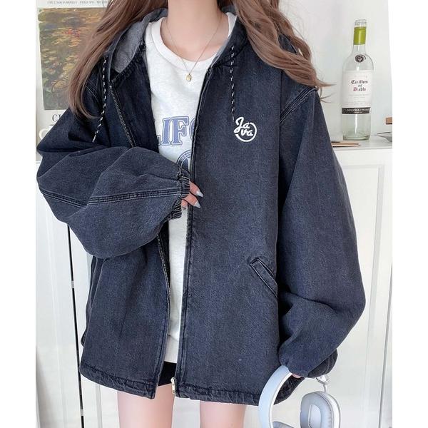 「Java」 ジップアップパーカー X-LARGE ブラック系その他2 レディース