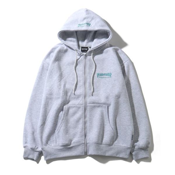 「THRASHER」 ジップアップパーカー X-LARGE アッシュグレー メンズ