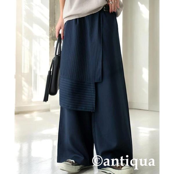 「antiqua」 パンツ R ネイビー レディース