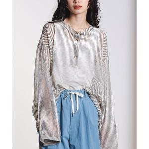 tシャツ SHEER STRIPS PULLOVER レディース
