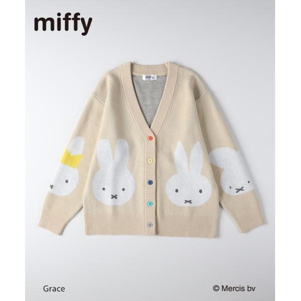 カーディガン 「miffy」ミッフィー フェイス柄 ニットカーディガン (ジャガード編み / カラフ...