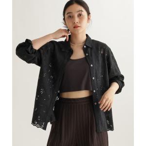 ブラウス シャツ 「daily CLIP」中花レースシャツ レディース