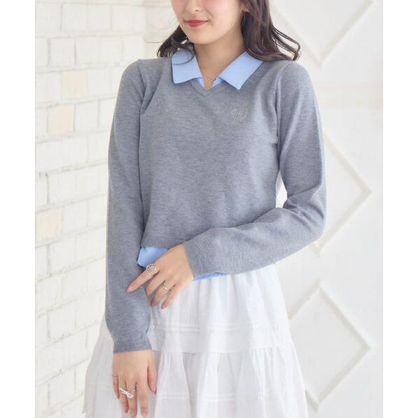 ニット セーター 刺繍入ドッキングNTPO レディース