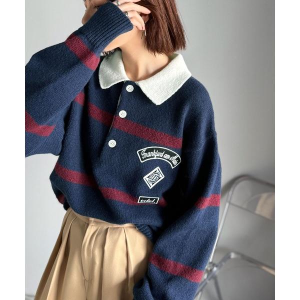 「Java」 長袖ポロシャツ MEDIUM ネイビー メンズ