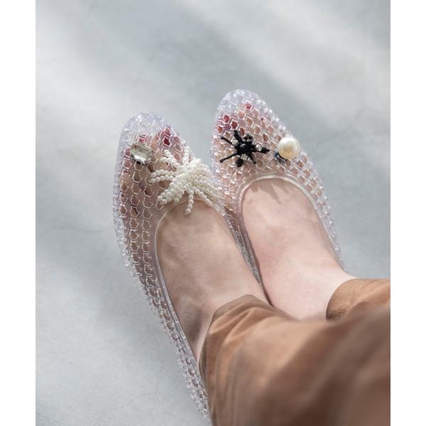 パンプス アーモンドトゥ クリアメッシュ PVCパンプス