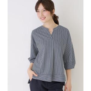 tシャツ 「手洗い可／日本製」ストライプ柄ジャージートップス レディース