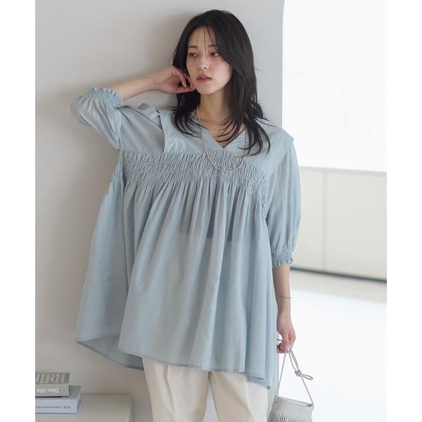 ブラウス シャツ 「India Fabric」2WAYコットンシャーリングブラウス / 軽やかに着映...